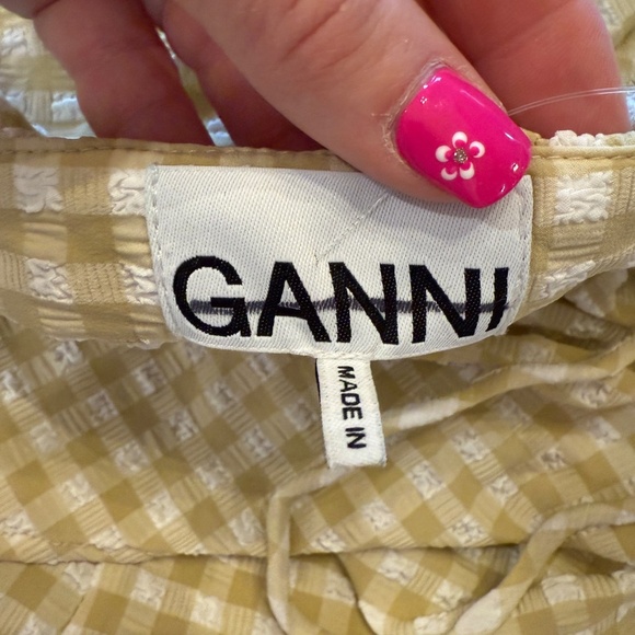 New! GANNI Gingham Check-Print Ruffled Minidress 45260 - Picture 11 of 14
